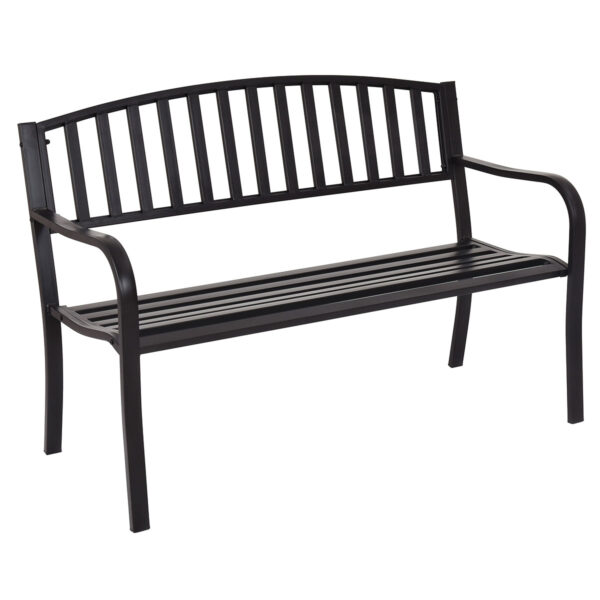 Livsk Steel Garden Bench Stripe Design Patio Bench Heavy Duty Stalen Frame Terrasbank Zwart 127 X 60 X 87 Cm 1.jpg