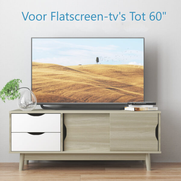 Livsk Tv Shelf Tv Console Cabinet Voor Tvs Tot 60 Inch Met 2 Lades 120 X 45 X 45 Cm Eik 1.jpg