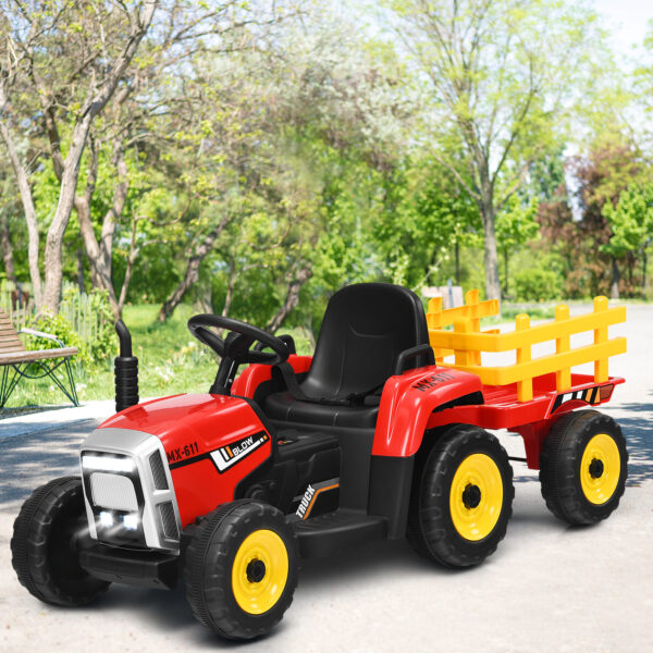 Livsk Kindertractor Met 3 Versnellingen 12v Ride On Tractor Met Afneembare Aanhanger Rood 1.jpg