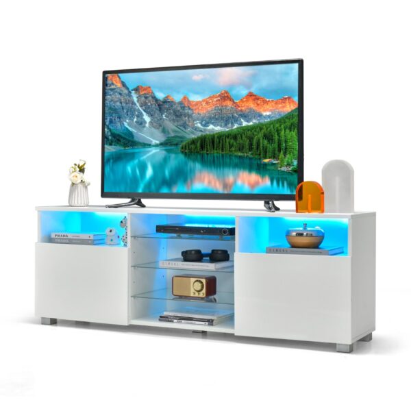 Livsk Led Tv Kast Televisietafel Tv Rek Voor Televisie Tot 65 Inch Televisiekast Met Verstelbare Planken Tv Standaard Modern Wit 1.jpg