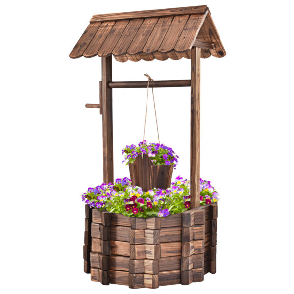 Livsk Outdoor Wishing Well Houten Fontein Emmer Planter Bloempot Met Dak 1.jpg