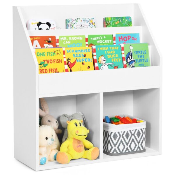 Livsk Boekenkast Voor Kinderen Speelgoedrek Van Hout Met 3 Traps Vak En 2 Planken 2 In 1 Kinderrek Opbergrek Wit 70 X 30 X 80 Cm 1.jpg