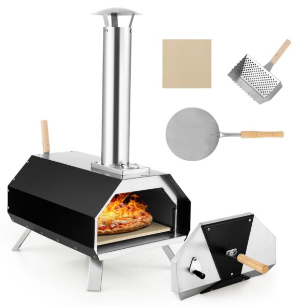 Livsk Buitenshuis Pizzaoven Draagbare Pizzaoven Van Roestvrij Staal Met Pizzasteen Pizzaschep Thermometer Voor Picknick Feest Camping 1.jpg