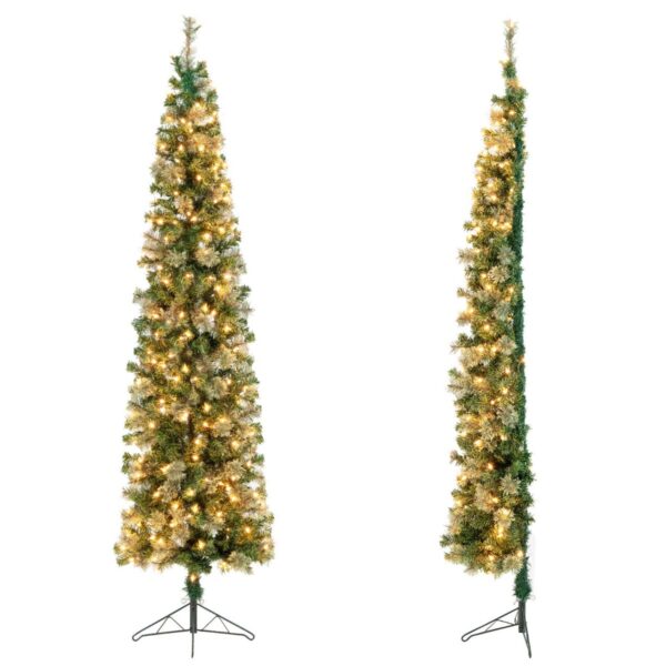 Livsk 210 Cm Voorverlichte Halve Kerstboom Halve Kunstboom Met 403 Takuiteinden 150 Led Lampjes Verlichte Pvc Dennennaalden Kerstboom 1.jpg