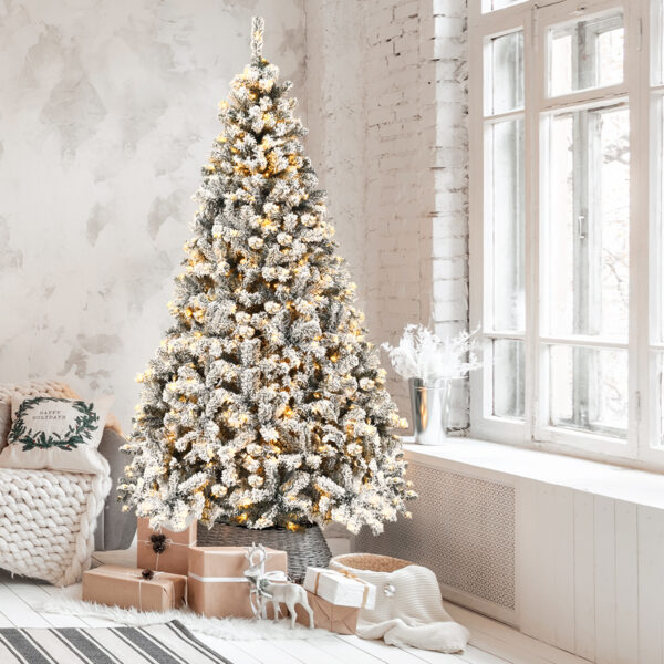 Livsk 225cm Kunstkerstboom Met Sneeuw En Warm Witte Led Verlichting Kerstboom Pvc Naalden 1.jpg