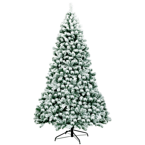 Livsk 225cm Oplichtende Besneeuwde Kerstboom Met Opvouwbare Metalen Standaard Groen Wit 1.jpg