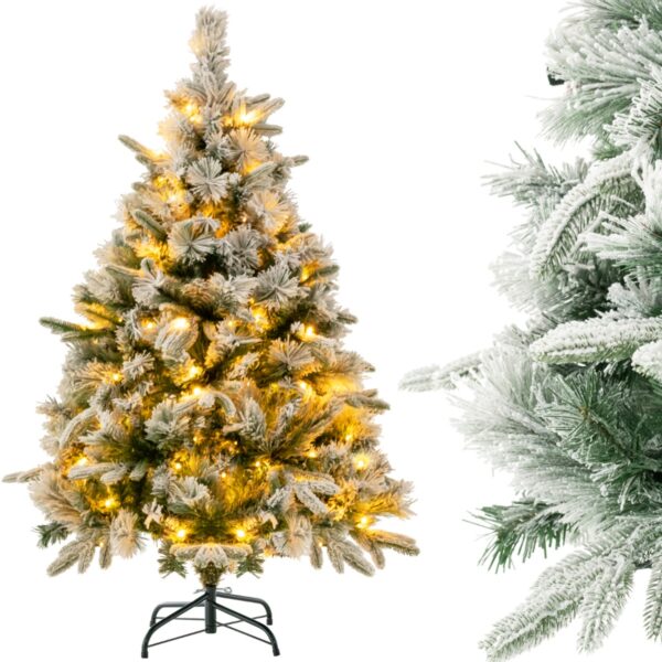 Livsk Kunstkerstboom Met Sneeuw En Verlichting Dennenboom Met 150 Warmwitte Ledlampen Kerstboom Kunstboom Groen 136 Cm 1.jpg