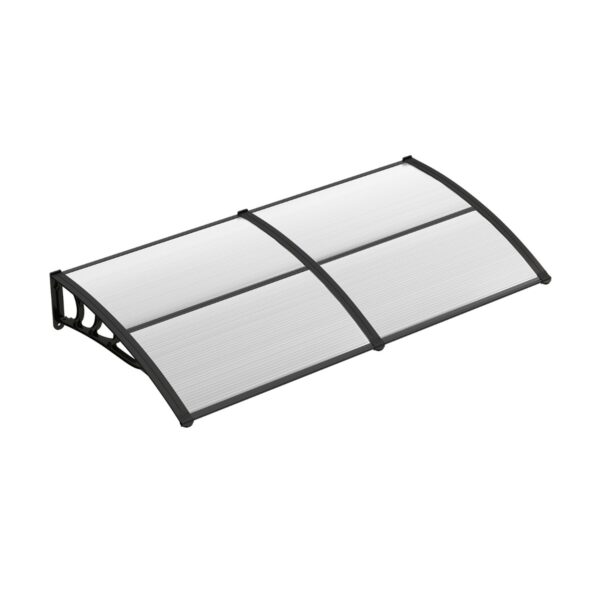 Livsk Luifel Voor Huisdeur Overkapping Van Aluminium En Polycarbonaat Transparante Boogluifel Huisdeurluifel 199 X 99 Cm Grijs 1.jpg