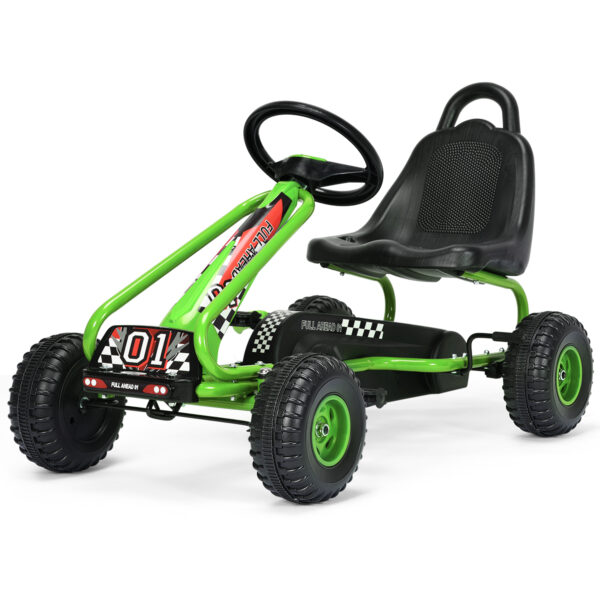 Livsk Pedaal Go Kart Met Verstelbaar Zitje 4 Wielen Pedaal Aangedreven Loopauto 92 X 50 X 53 Cm Groen Zwart 1.jpg