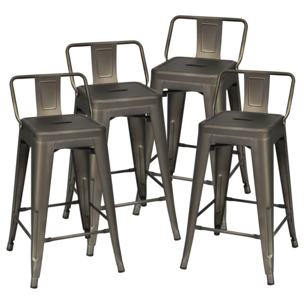 Livsk Set Van 4 Eetkamerstoelen Met Afneembare Rugleuning Restaurantstoelen Van Metaal 60 Cm Zithoogte Barkruk Zwart 1.jpg