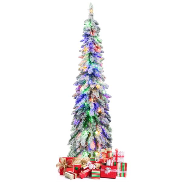 Livsk 150 Cm Hoge Kunstkerstboom Gevlokte Kerstboom Met 334 Pvc Takken 150 Led Verlichting 2 Lichtkleuren Timer En 11 Modi 1.jpg