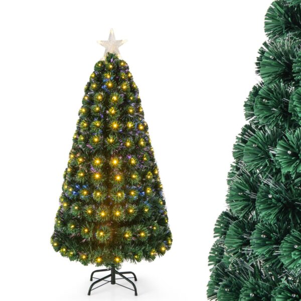 Livsk 150 Cm Kerstboom Kunstmatige Kerstboom Met 170 Pvc Takuiteinden 170 Warm Witte Led Lampjes Verlichte Ster Lichtvezels 8 Verlichtingsstanden 1.jpg