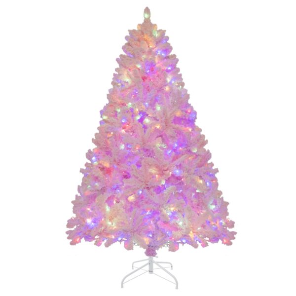 Livsk 185 Cm Gevlokte Kunstkerstboom Kerstboom Met 808 Pvc Takken 350 Led Verlichting En 8 Verlichtingsmodi Verlichte Vakantieboom Roze 1.jpg