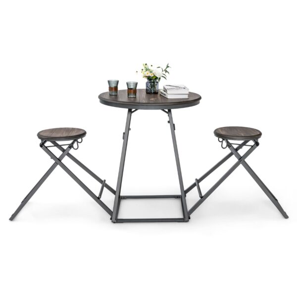 Livsk 3 Delige Ronde Tafel En Krukset Voor 2 Personen Bartafel Met 2 Inklapbare Krukken Robuust Metalen Frame Moderne Eetkamerset Voor Kleine Kamers 1.jpg