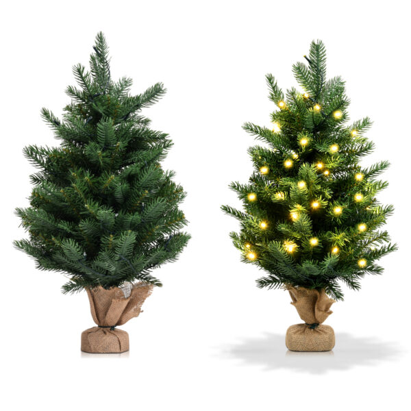 Livsk 60cm Kunstmatige Tafelblad Kerstboom Met Led Verlichting En Timerfunctie Groen 1.jpg