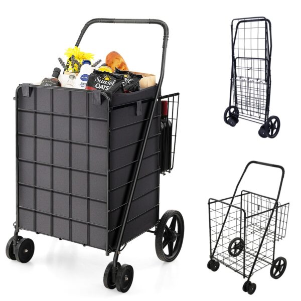 Livsk Boodschappentrolley Met Oxford Voering Opvouwbare Trolley Met Universele Voorwielen 120 L Inhoud Draagbare Multifunctionele Metalen Trolley 1.jpg