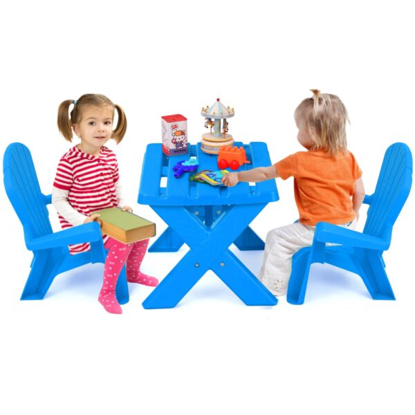 Livsk Plastic Kindertafel Met 2 Adirondack Stoelen Speeltafel En Stoelen Voor Peuters Weerbestendig Set Stapelstoelen Voor Tuin Gazon Blauw 1.jpg