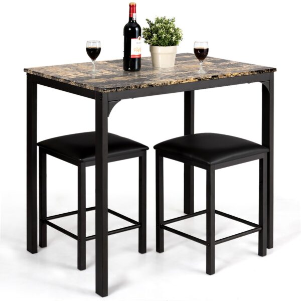 Livsk 3 Delige Eettafelset Bartafelset Met 2 Barkrukken Eetgroep Met Gestoffeerde Stoelen Keukentafel Met Metalen Frame 90 X 60 X 82 Cm Bruin 1.jpg