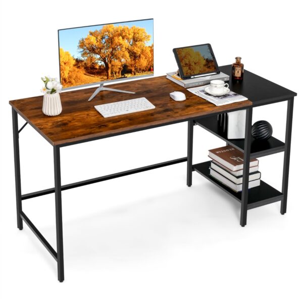 Livsk Computerbureau Bureau Met Opbergplanken Studeer Tafel Met Stalen Frame Industri%c3%able Stijl Voor Thuis Kantoor 140 X 60 X 74 Cm 1.jpg