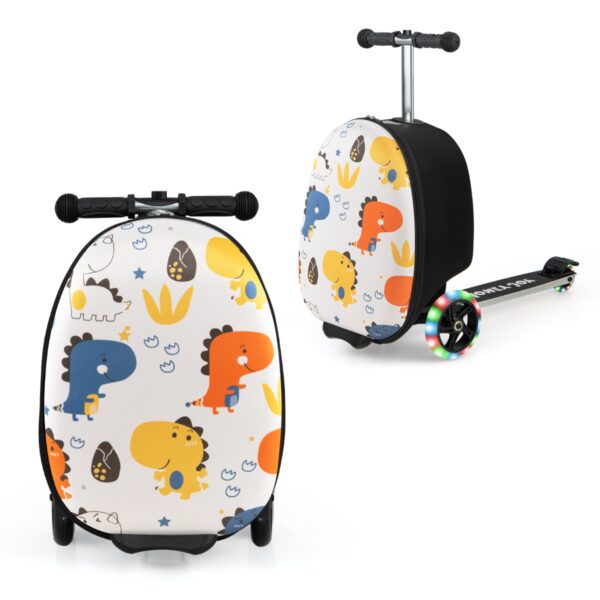 Livsk Opvouwbare Kofferscooter Voor Kinderen 2 In 1 Skateboardbagage Met Verlichte Wielen In 3 Kleuren Remsysteem Dinosaurus Patroon 1.jpg