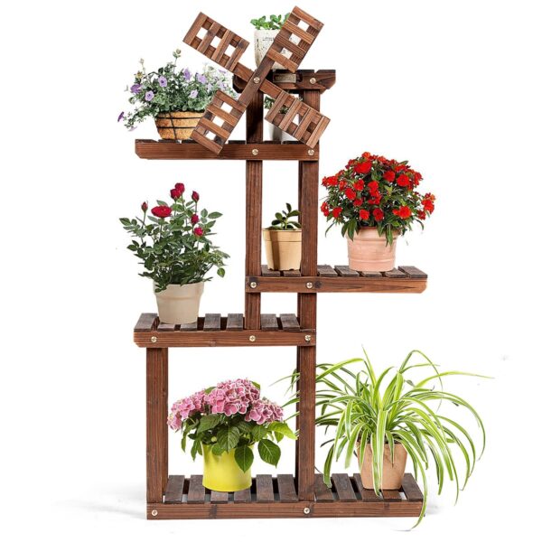 Livsk 5 Tier Plantenrek Houten Windmolen Bloemenrek 60 X 25 X 97 Cm Bruin 1.jpg