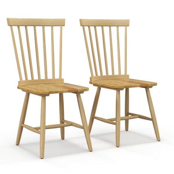 Livsk Set Van 2 Windsor Eetkamerstoelen Armloze Stoelen Met Ergonomische Spindelrugleuning En Massief Rubber Houten Frame Natuur 1.jpg