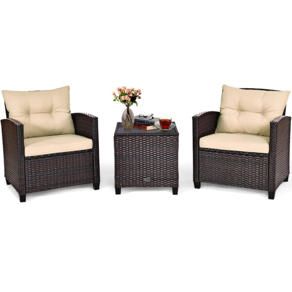 Livsk 3 Delige Patio Set Outdoor Rotan Set Tuinmeubelen Rotan Met Zitkussen Salontafel Geel Bruin 1.jpg