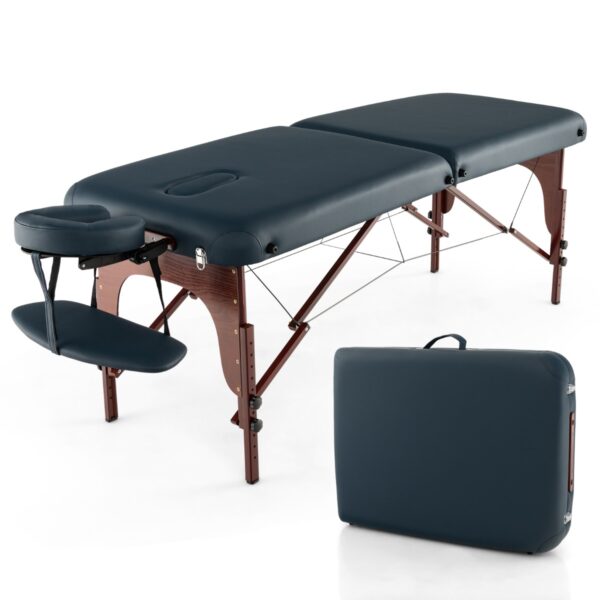 Livsk Inklapbare Massagetafel Met Draagtas 9 Niveaus Verstelbaar Massagebed Met Gezichtssteun En Armschaal Beukenhouten Frame Marineblauw 1.jpg