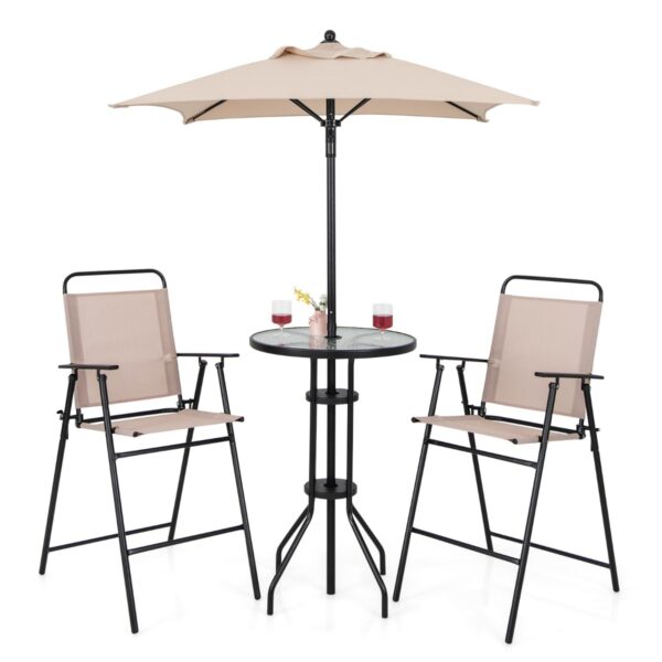 Livsk Bistrotafel Met 2 Inklapbare Stoelen En Parasol 4 Delige Balkonmeubels Balkonset Tuinmeubelset Zitgroep Tuinset Beige 1.jpg