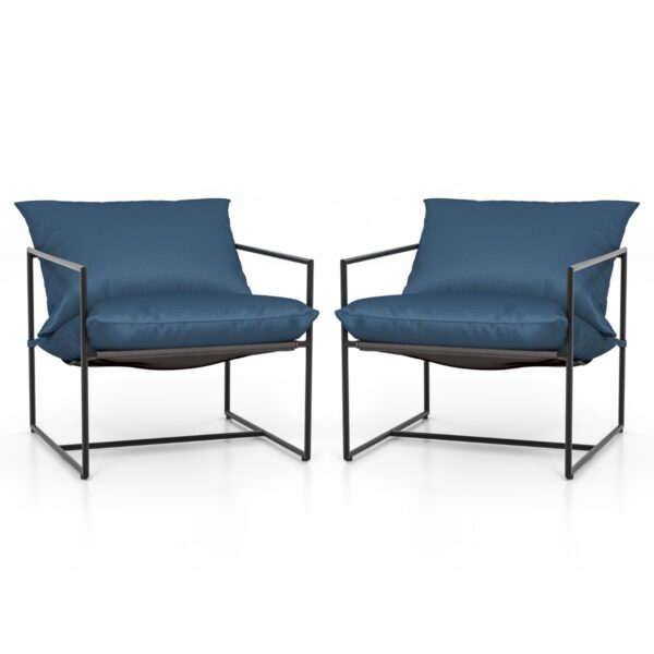 Livsk Set Van 2 Slingerstoel Moderne Vrijetijdsstoel Voor Binnen En Buiten Zitkussens Weerbestendige Zitstof Stevig Metalen Frame Marineblauw 1.jpg