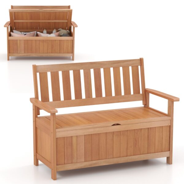 Livsk 120 Cm Opbergbank 129 L Hardhouten Loveseat Grote Ligbox Met Lattenbodem Houten Opbergbank Voor Achtertuin Tuin Terras 1.jpg