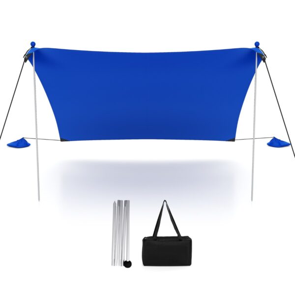 Livsk Draagbare Strandtent 3 X 3 M Anti Uv Upf50 Zonnescherm Met 4 Zandzakken Grondpennen 2 Stokken Draagtas Voor Strand Camping Blauw 1.jpg