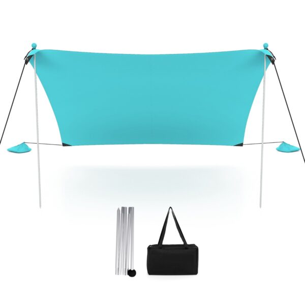 Livsk Draagbare Strandtent 3 X 3 M Anti Uv Upf50 Zonnescherm Met 4 Zandzakken Grondpennen 2 Stokken Draagtas Voor Strand Camping Turquoise 1.jpg