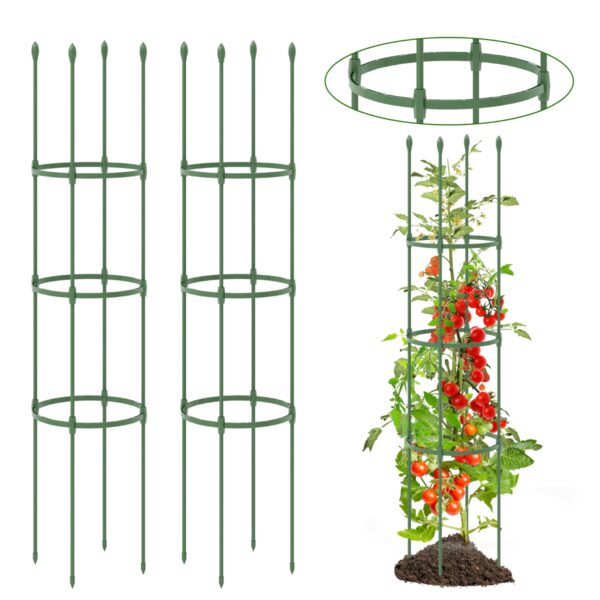 Livsk Set Van 2 Tuinprieeltjes Voor Planten Verstelbare 143 Cm Hoge Metalen Steun Voor Klimplanten 2 In 1 Kooi En Steunen Voor Wijnstokken Bloemen 1.jpg