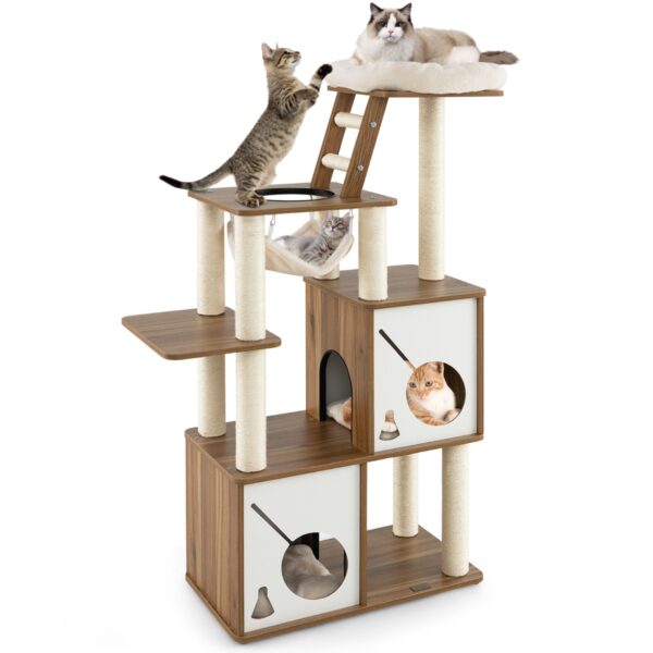 Livsk Kattenboom 145 Cm Klimrek Voor Katten Met Meerdere Verdiepingen En Krabpalen Zitstok Ladder Hangmat En 2 Katten Nest Binnen Kittenmeubilair 1.jpg