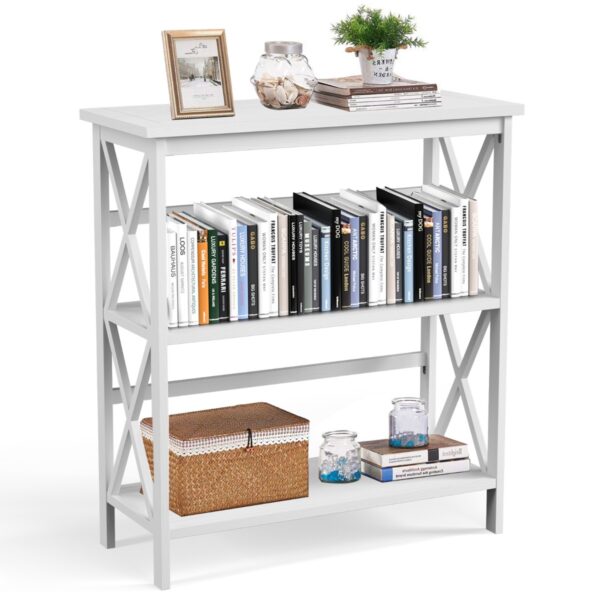 Livsk Boekenkast Opbergplank 3 Level Houten Console Tafel Anti Kantelen Voor Entree Woonkamer Slaapkamer Kantoor Wit Koffie Zwart 1.jpg