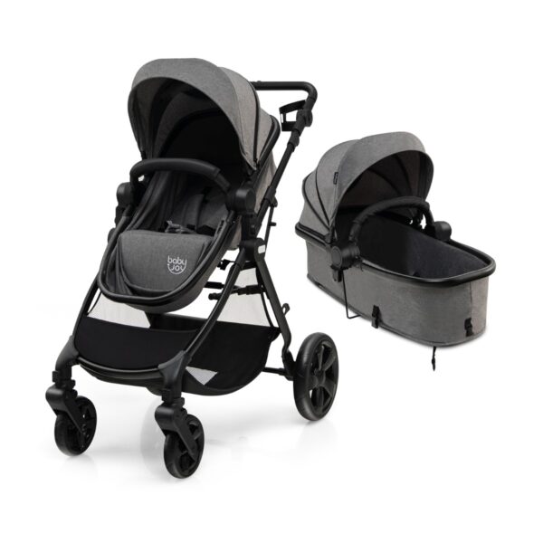 Livsk High Landscape Kinderwagen 2 In 1 Converteerbare Kinderwagen Met Verstelbare Luifel En Rugleuning Voor 6 36 Maanden Grijs 1.jpg