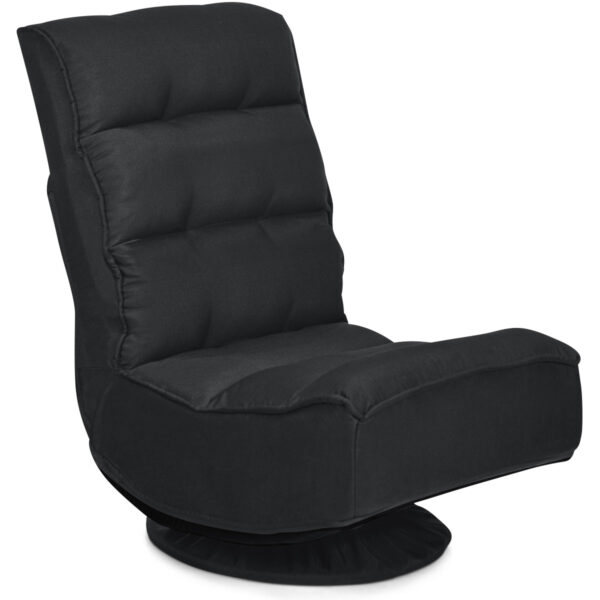 Livsk Relax Fauteuil Verstelbare Opklapbare Fauteuil Draaibare Vloer Stoel Sofa Stoel Vloer Kussen Zwart 1.jpg