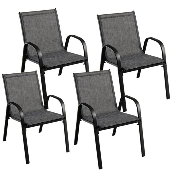 Livsk Set Van 4 Terrasstoelen Campingstoelen Met Ademende Stof En Roestvrij Frame Voor Gebruik Buitenshuis Ergonomische Fauteuils 1.jpg