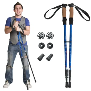 1 paar wandelstokken aluminium wandelstok opvouwbare alpiniststok schokbestendig verstelbare lengtes 65 135cm blauw 1