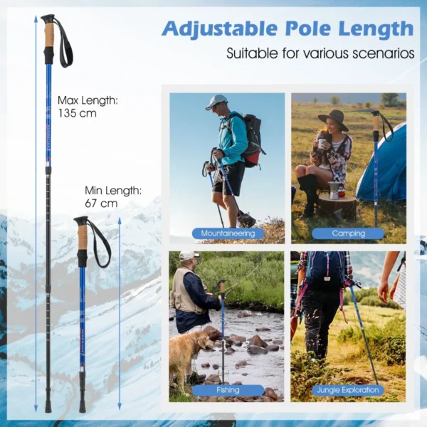 1 paar wandelstokken aluminium wandelstok opvouwbare alpiniststok schokbestendig verstelbare lengtes 65 135cm blauw 3