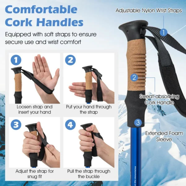1 paar wandelstokken aluminium wandelstok opvouwbare alpiniststok schokbestendig verstelbare lengtes 65 135cm blauw 5