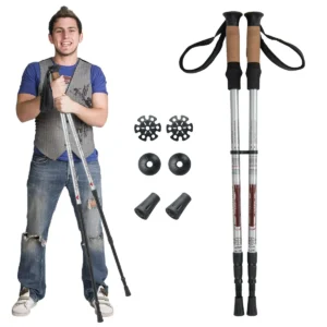 1 paar wandelstokken aluminium wandelstok opvouwbare alpiniststok schokbestendig verstelbare lengtes 65 135cm zilver 1