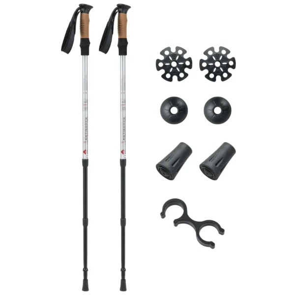 1 paar wandelstokken aluminium wandelstok opvouwbare alpiniststok schokbestendig verstelbare lengtes 65 135cm zilver 2