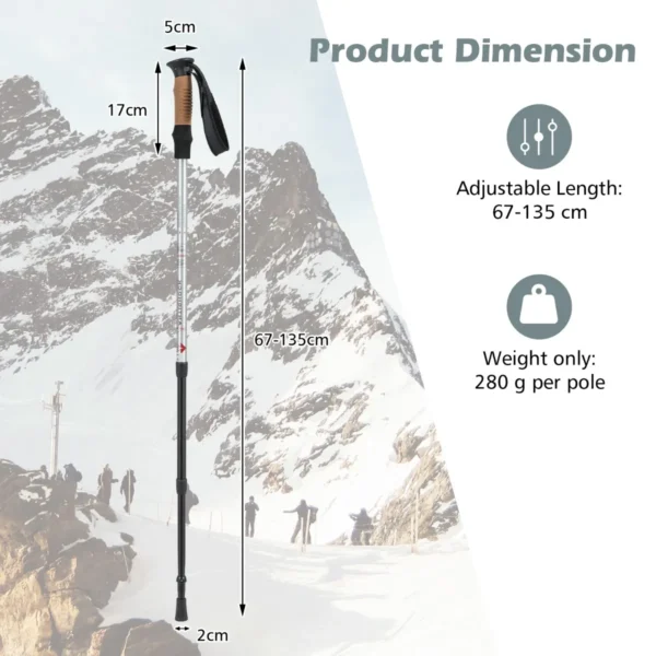 1 paar wandelstokken aluminium wandelstok opvouwbare alpiniststok schokbestendig verstelbare lengtes 65 135cm zilver 4