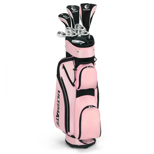 10 delige complete dames golf clubset met 460cc driver | fairway hout | hybride | ijzers 6, 7, 8, 9, pw & putter golfset roze 1