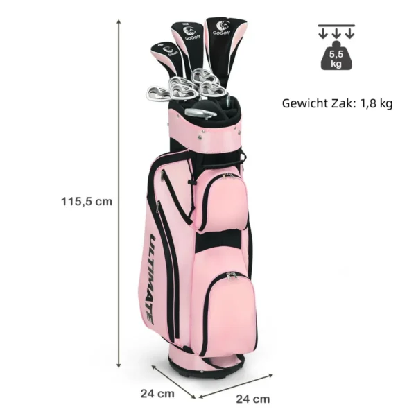 10 delige complete dames golf clubset met 460cc driver | fairway hout | hybride | ijzers 6, 7, 8, 9, pw & putter golfset roze 3