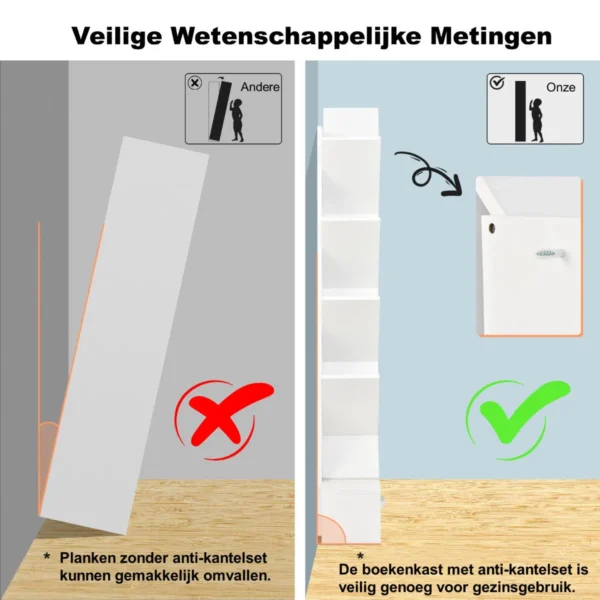 10 lagen boom boekenplank met lade vrijstaande boekenkast voor woonkamer studeerkamer wit 6