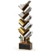 10 tier boom boekenkast met lade voor slaapkamer / woonkamer rustiek bruin 1