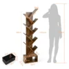 10 tier boom boekenkast met lade voor slaapkamer / woonkamer rustiek bruin 3